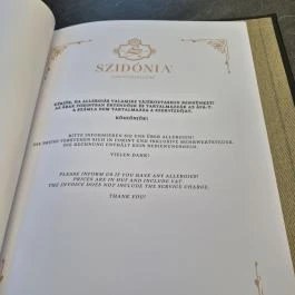 Szidónia Kastélyszálloda - Valentin Étterem, Röjtökmuzsaj - Étlap/itallap