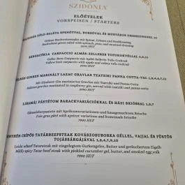 Szidónia Kastélyszálloda - Valentin Étterem, Röjtökmuzsaj - Étlap/itallap