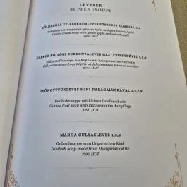 Szidónia Kastélyszálloda - Valentin Étterem, Röjtökmuzsaj - Étlap/itallap