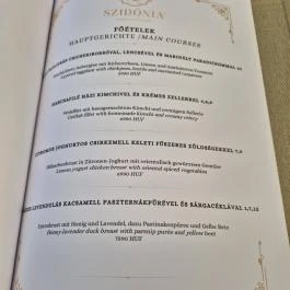 Szidónia Kastélyszálloda - Valentin Étterem, Röjtökmuzsaj - Étlap/itallap