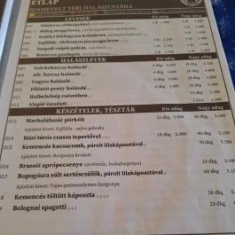 Roosevelt téri Halászcsárda, Szeged - Étlap/itallap