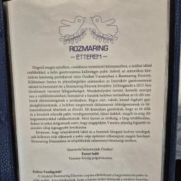 Rozmaring Étterem, Varsány - Étlap/itallap