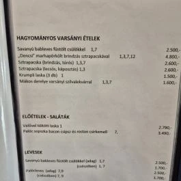 Rozmaring Étterem, Varsány - Étlap/itallap