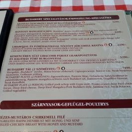 Budakert Vendéglő Budaörs - Étlap/itallap