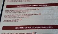 Budakert Vendéglő Budaörs - Étlap/itallap