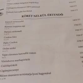 Rózsakert Fogadó étterme, Bercel - Étlap/itallap