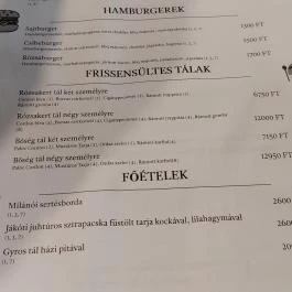 Rózsakert Fogadó étterme, Bercel - Étlap/itallap