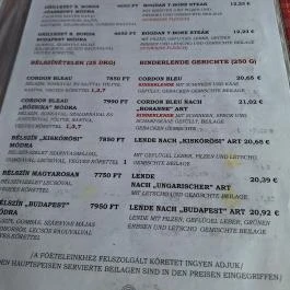 Rudi Tanya Étterem, Balatonlelle - Étlap/itallap