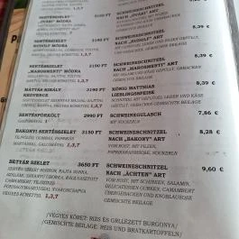 Rudi Tanya Étterem, Balatonlelle - Étlap/itallap