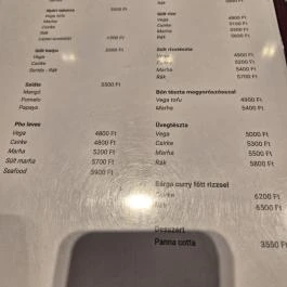 Sáo Food & Bar, Budapest - Étlap/itallap