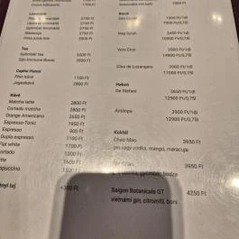 Sáo Food & Bar, Budapest - Étlap/itallap