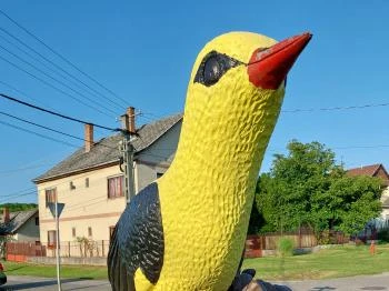 Sárgarigó-szobor Buják