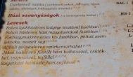 Sári Csárda Dunakiliti - Étlap/itallap