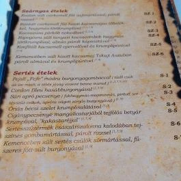 Sári Csárda, Dunakiliti - Étlap/itallap