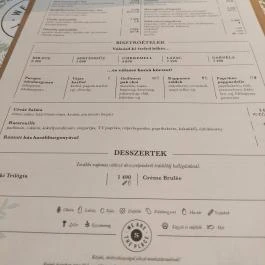 Scruton MCC, Budapest - Étlap/itallap