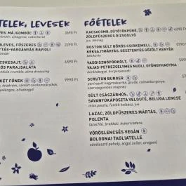 Scruton MCC, Budapest - Étlap/itallap