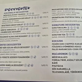 Scruton MCC, Budapest - Étlap/itallap