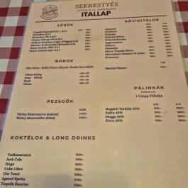 Sekrestyés Étterem & Cukrászda Budapest - Étlap/itallap