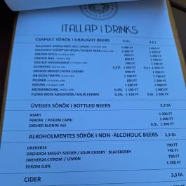 Stifler Garden, Budapest - Étlap/itallap