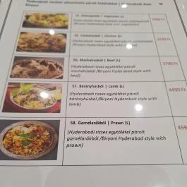 Swaad Baross Indiai Etterem, Budapest - Étlap/itallap
