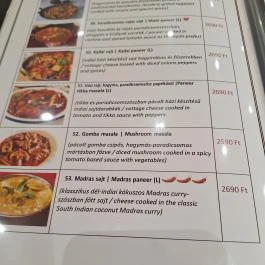 Swaad Baross Indiai Etterem, Budapest - Étlap/itallap
