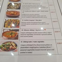 Swaad Baross Indiai Etterem, Budapest - Étlap/itallap