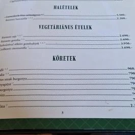 Szlovák Étterem Békéscsaba - Étlap/itallap