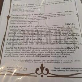 Tambura Ásotthalom - Étlap/itallap