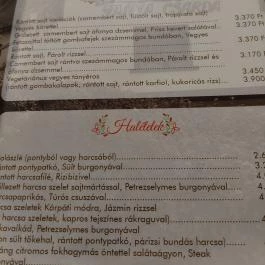 Tanya Csárda Monorierdő - Étlap/itallap