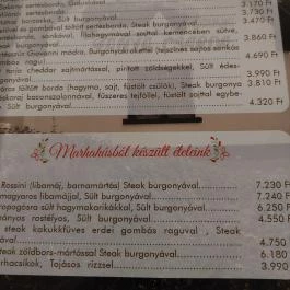 Tanya Csárda Monorierdő - Étlap/itallap