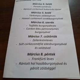 Temegén Étterem Bonyhád - Étlap/itallap