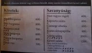 Templomkerti Kisvendéglő Edelény - Étlap/itallap