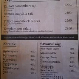 Templomkerti Kisvendéglő, Edelény - Étlap/itallap