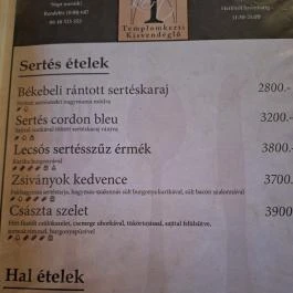 Templomkerti Kisvendéglő, Edelény - Étlap/itallap