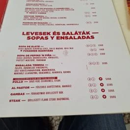 Tereza, Budapest - Étlap/itallap