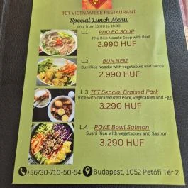 Tét Vietnamese Restaurant Budapest - Étlap/itallap