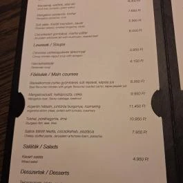 Textura Étterem Budapest - Étlap/itallap