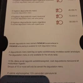 Textura Étterem Budapest - Étlap/itallap