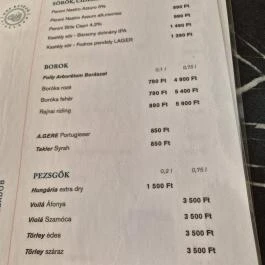 Tiszadob Andrássy kastély Étterem, Tiszadob - Étlap/itallap