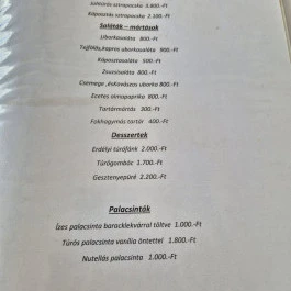 Tiszai Öreghalász Csárda, Tiszadada - Étlap/itallap