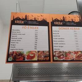 Titiz Török Étterem - Etele Plaza Budapest - Étlap/itallap
