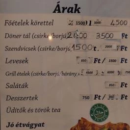 Titiz Turkish Restaurant Budapest - Étlap/itallap