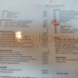 Toldi Konyhája Budapest - Étlap/itallap
