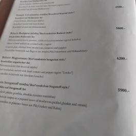 Torockó Vendéglő Budapest - Étlap/itallap