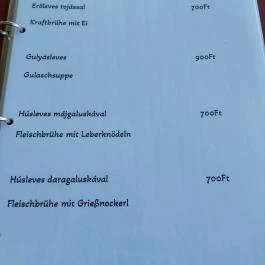 Torony Étterem, Csesztreg - Étlap/itallap