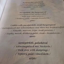 Tóth Gasztró Étterem, Zalakaros - Étlap/itallap
