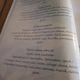 Tóth Gasztró Étterem, Zalakaros - Étlap/itallap