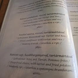 Tóth Gasztró Étterem, Zalakaros - Étlap/itallap