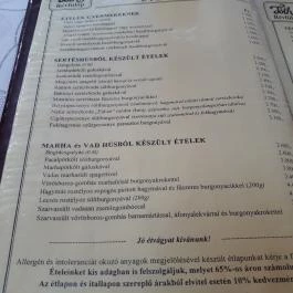 Tóth Vendéglő Révfülöp - Étlap/itallap