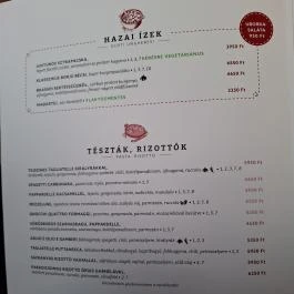 Trattoria Serafina Budapest - Étlap/itallap